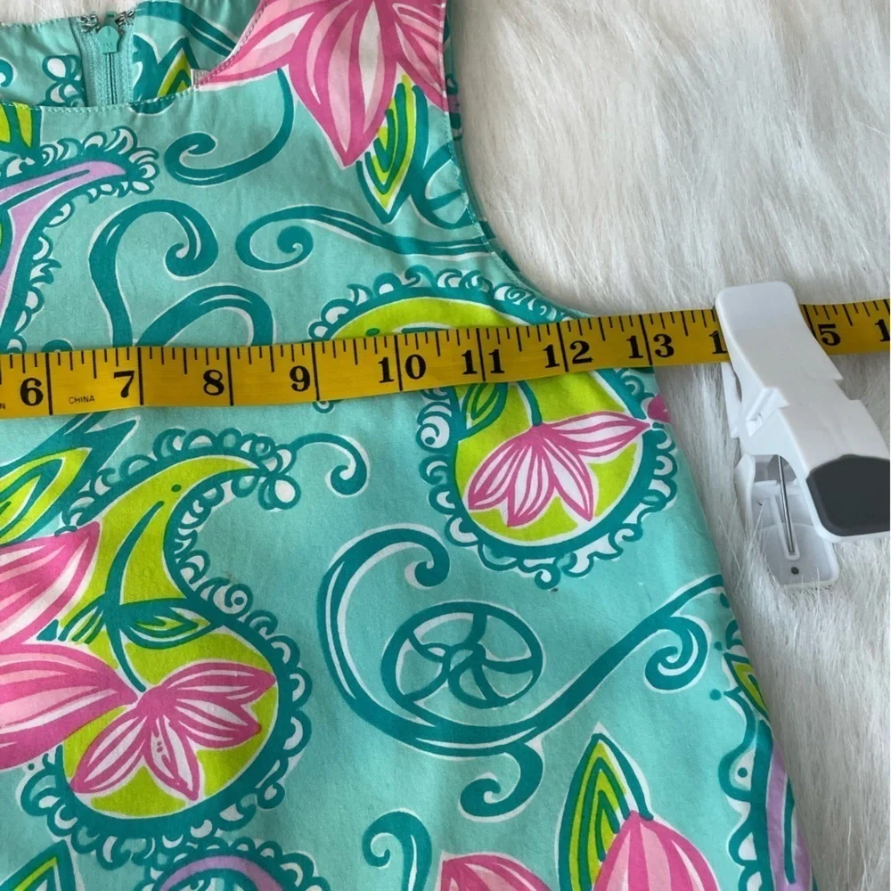 Lilly Pulitzer Aqua Green and Pink Floral Dress Pockets 6